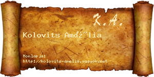 Kolovits Amélia névjegykártya